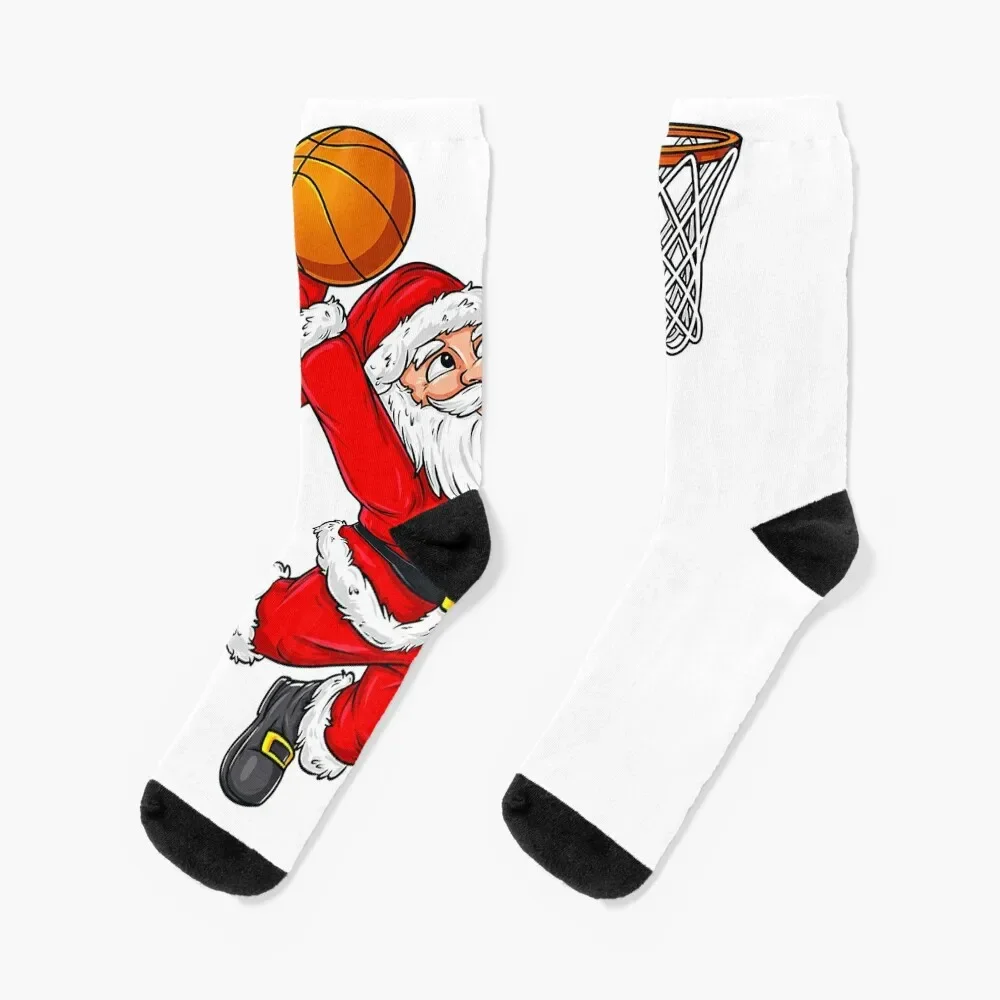 

Christmas Santa Claus Dunking A Basketball Funny Xmas Socks set heated with print Ladies Socks Men's