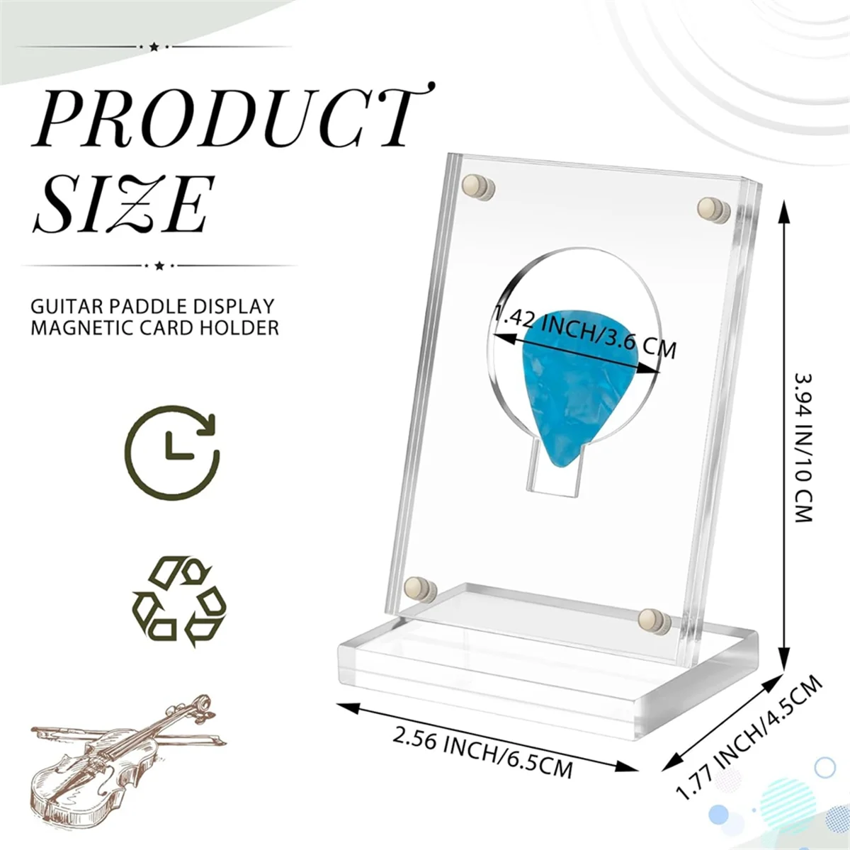 Acrylic Guitar Pick Display Case Clear Guitar Pick Stand Holder Coin Collectible Guitar Pick Display Easel