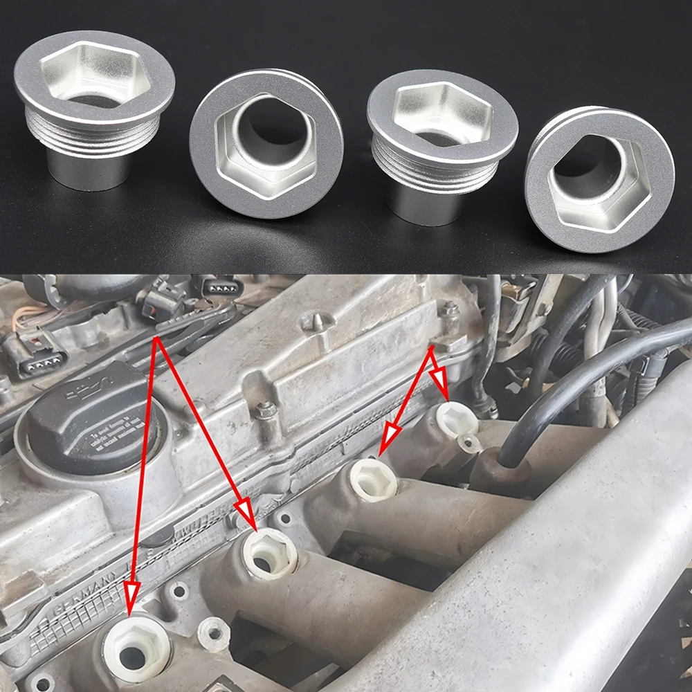 4pcs Fuel Injector Insert Set For VW Audi Skoda Seat New Upgrade Aluminum Cup Seat 06B133555H 06B133555D Car Replacement Parts