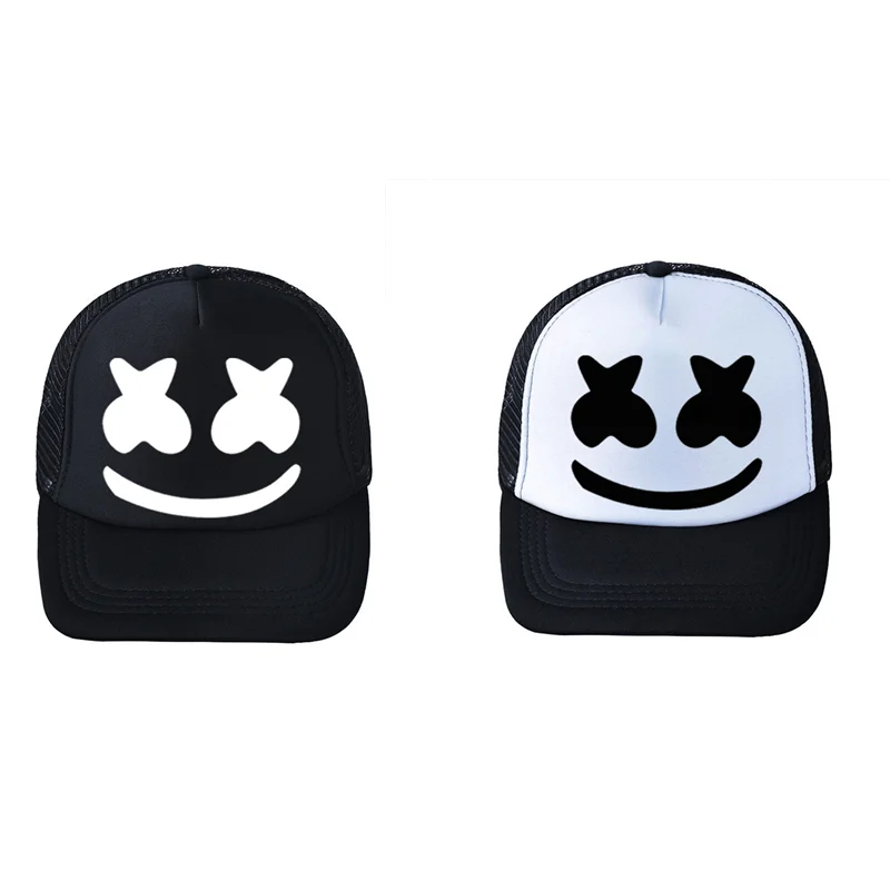 DJ Hip Pop Hat Marshmello Cosplay Baseball Cap Sunshade Adjustable Mesh Hats Breathable Adult Trucker Unisex Party