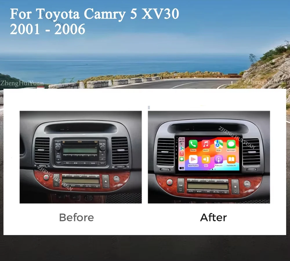 Android 16 For Toyota Camry 5 XV30 2001 2002 2003 2004 2005 2006 CarPlay Auto Car Radio Multimedia Video Player GPS Stereo Head