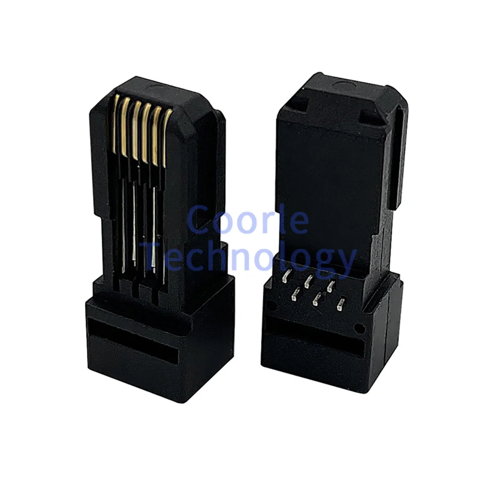 2PCS RJ12 connector 6P6C Long body Modular Plug RJ11 PCB Board male DIP plug-in 90 degrees Black