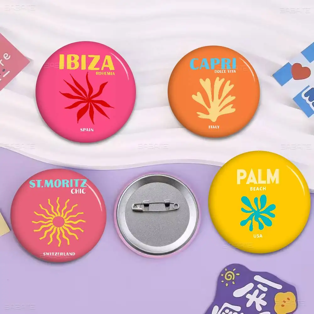 ميامي بيتش إيبيزا كابري بوندي ميكونوس صفيح لينة زر دبوس بروش شارة معدنية مخصصة مجوهرات اكسسوارات قبعة حقيبة التلبيب