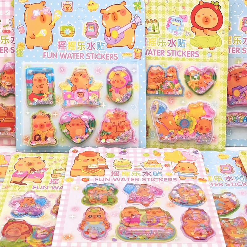 

Капибала, ручная наклейка для впрыска воды, материал «сделай сам», украшения, наклейки для встряхивания воды, мультяшные трехмерные награды, наклейки