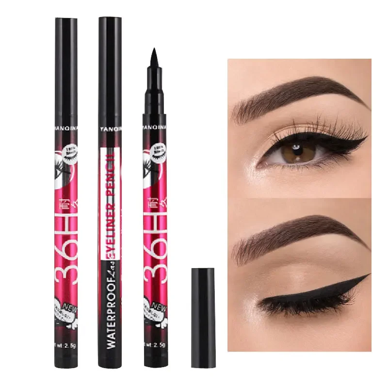 12 pz/scatola Waterproof Eyeliner Pen Eyes Makeup Black Liquid Eye Liner Pencil Make up Cosmetics strumento Stick per Eyeliner ad asciugatura rapida