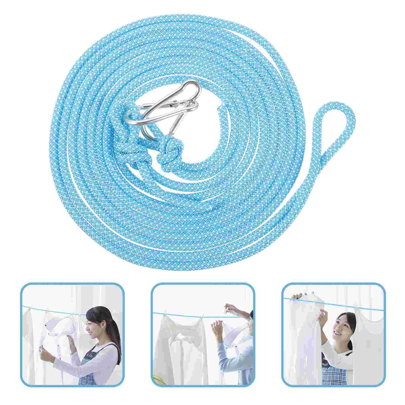 Clothes Drying Ropes Clothesline Outdoor Clotheslines Windproof Elastic Blue Zinc Alloy Travel