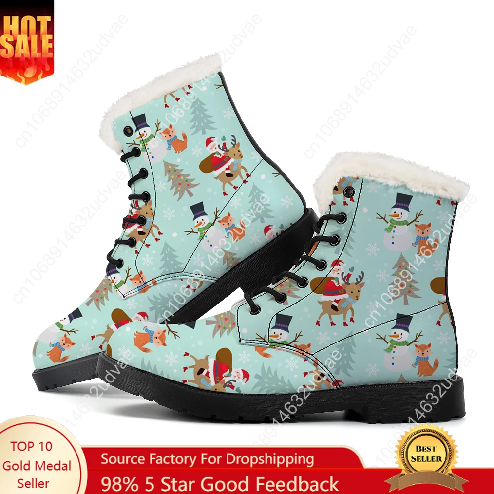

Christmas Plush Boots Mens Womens Teenager Shoes Casual Boot Outdoor Light High Quality Print on Demand Customize Shoe