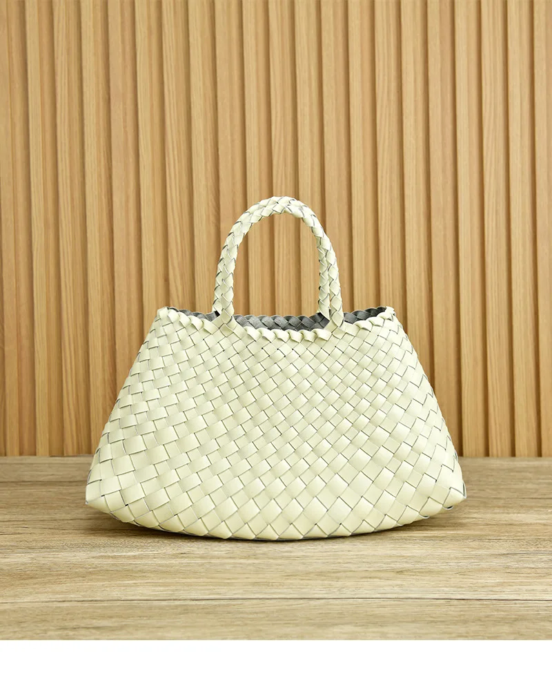 Vintage Genuine Leather Women Weave Handbag