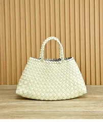 Vintage Genuine Leather Women Weave Handbag