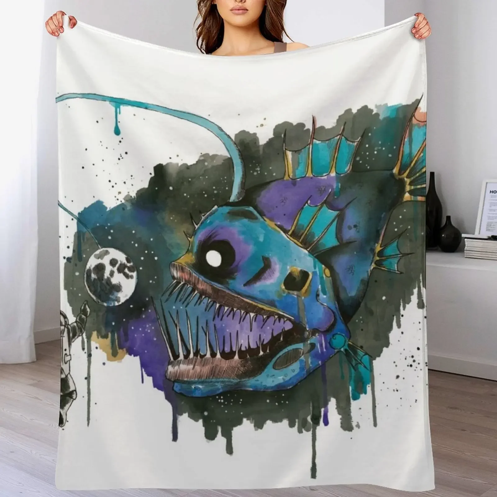 anglerfish Throw Blanket Plush Vintage Baby for babies Blankets