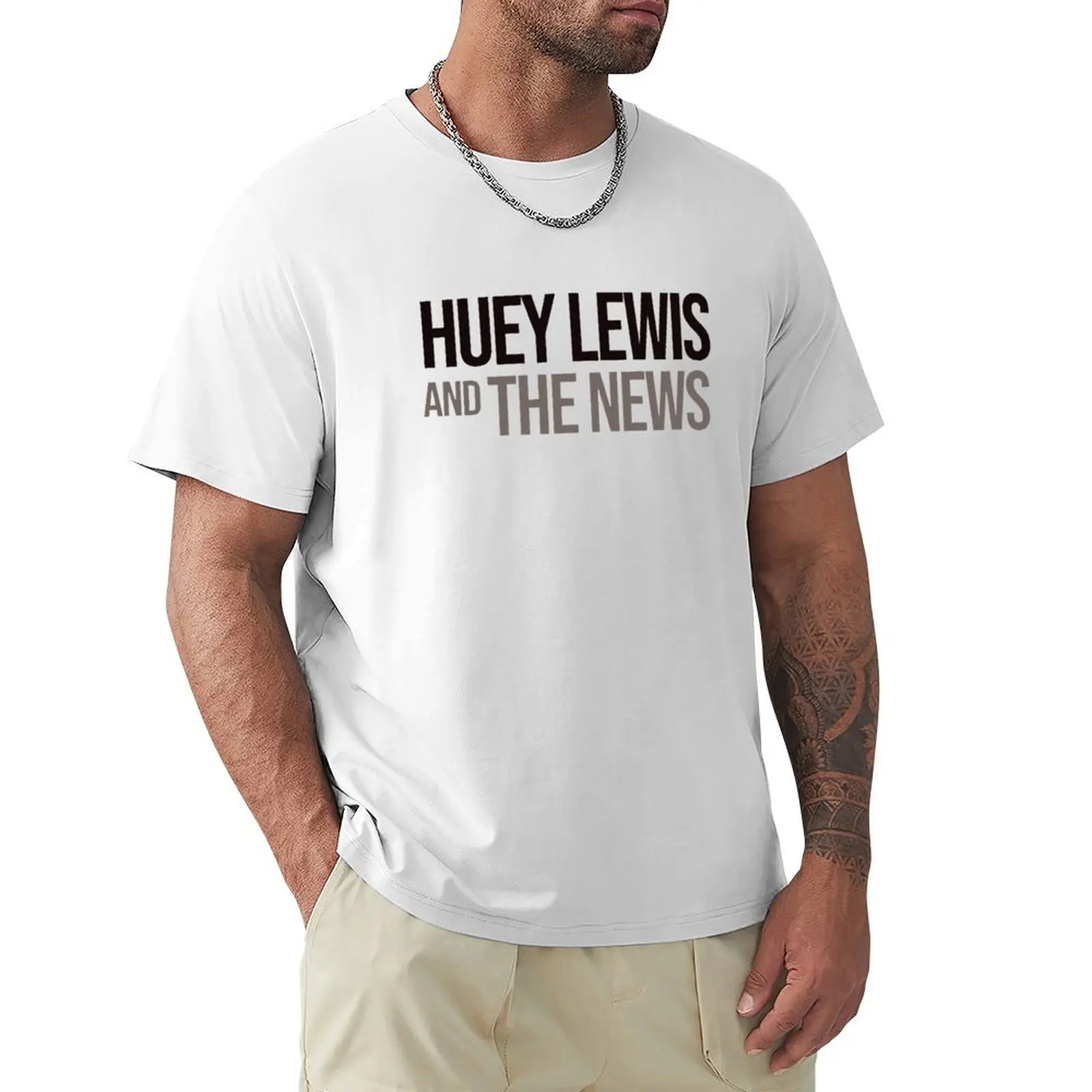 

Huey Lewis & the News black T-shirt graphics customizeds T-shirts for men cotton