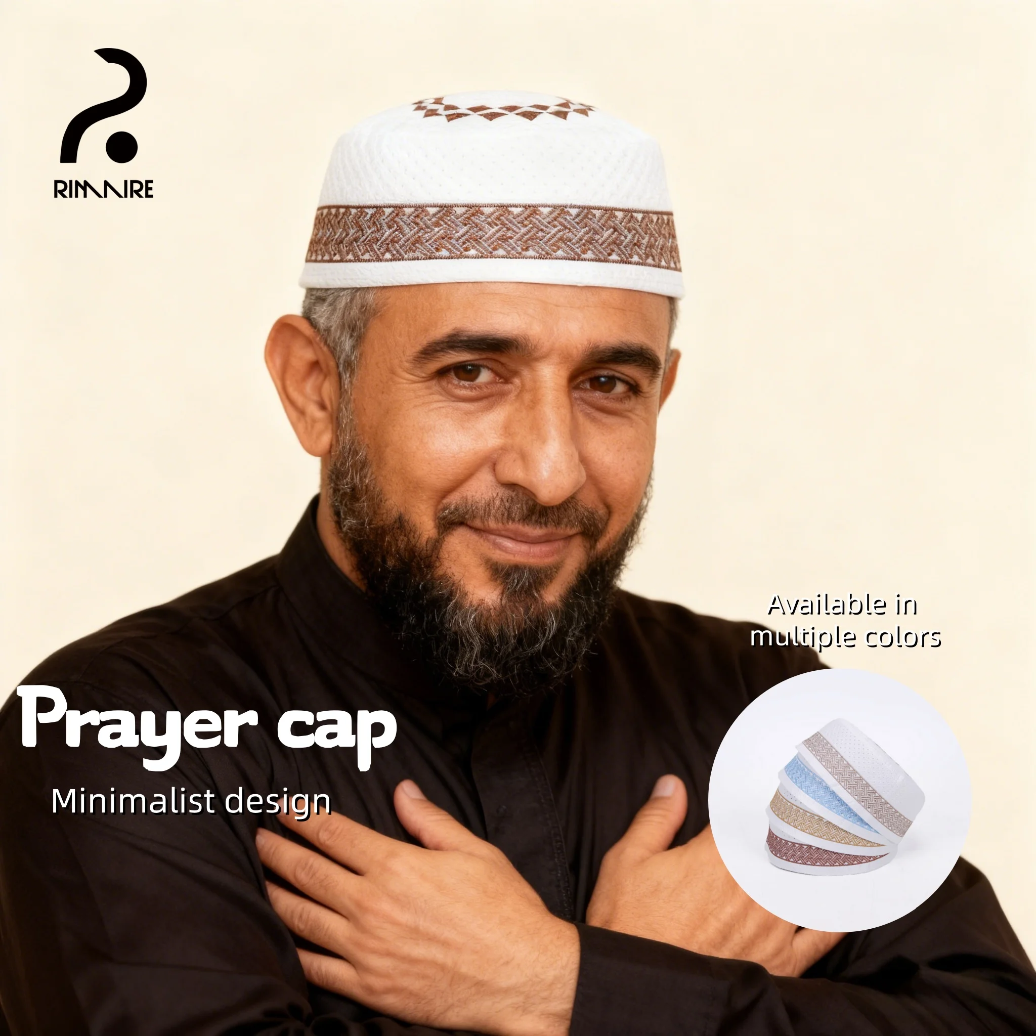 

RIMAIRE Минималистичная многоцветная молитвенная кепка Мусульманская мужская дышащая шапка для поклонения Религиозная этикетная традиционная кепка