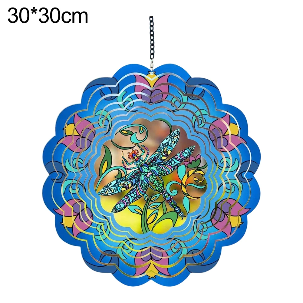 For Outdoor and Indoor Hanging Animal Rotating Wind Chime Wind Spinner Colorful Stainless Steel 30 by 30 Centimeters