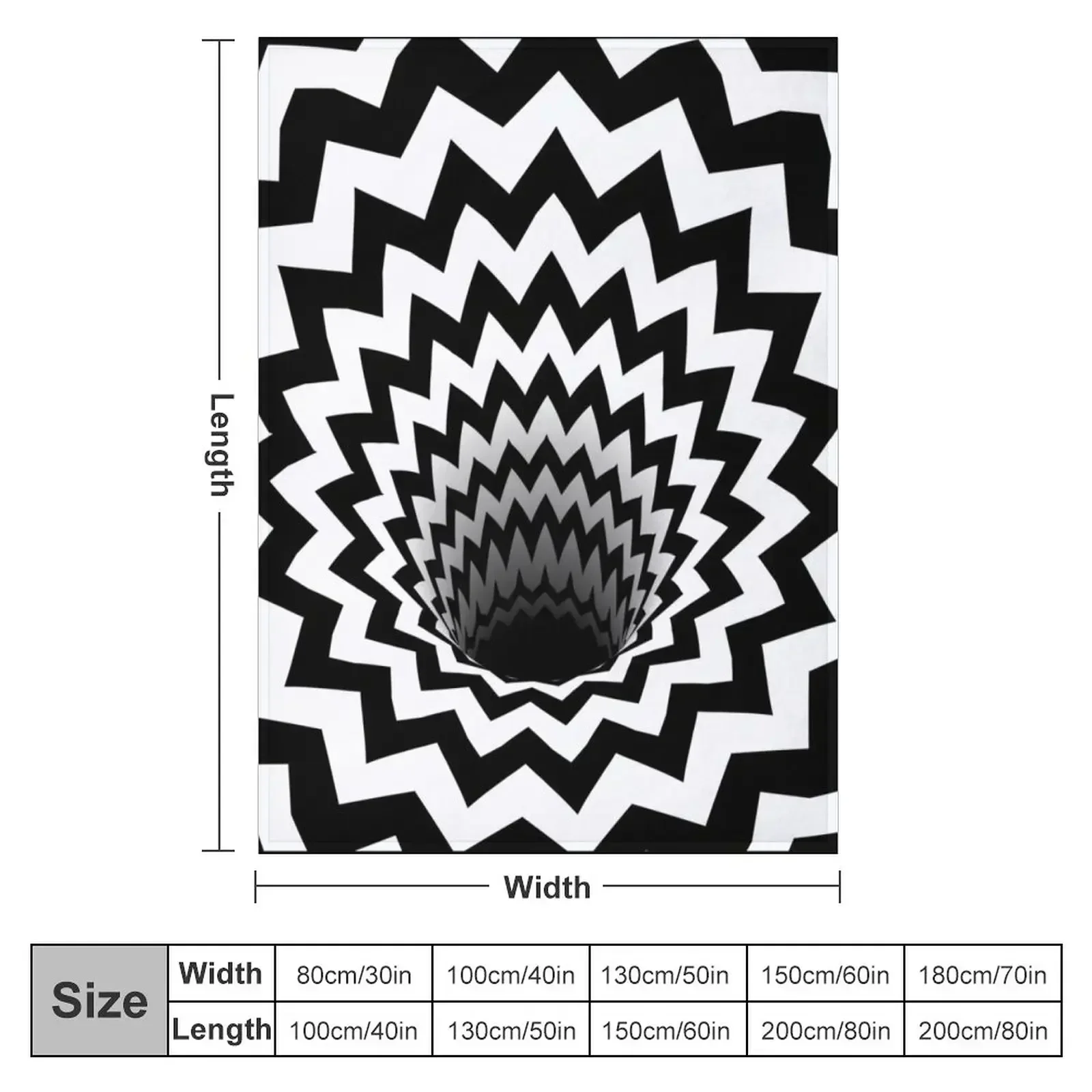 Optical Illusion Black Hole Chevron (Black/White) Throw Blanket christmas gifts wednesday manga Baby Blankets
