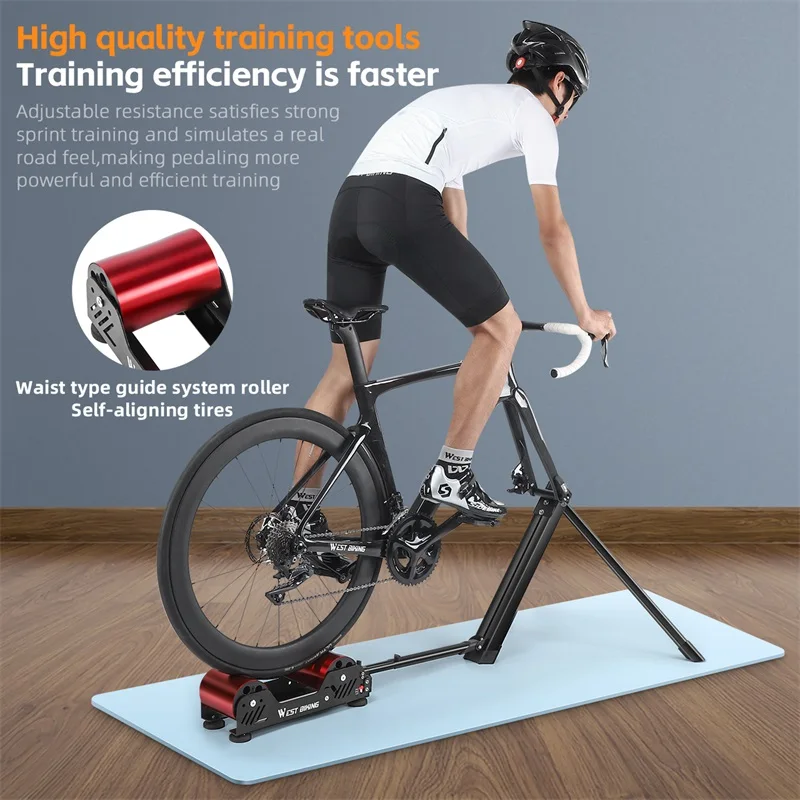 WEST BIKING Bicycle Trainer Adjustable Magnetic Resistance Roller Cycling Platform Folding Storage Indoor Exercise Trainer