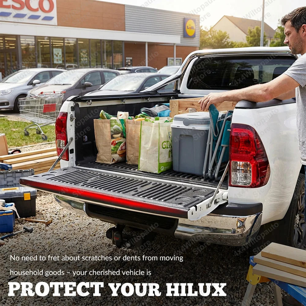 Tailgate Cover Trim For TOYOTA HILUX REVO SR5 SR ACTIVE ICON 2015-2023 Rear Gate Protection Cover Textured ABS Matte Black