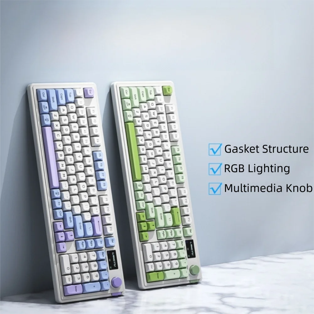 

New L98 Bluetooth Keyboard Silent RGB Backlit Gaming Keyboard With Knob Tri-Mode Office Keyboard Game and Office