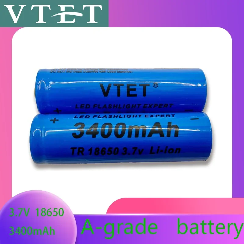 2024 New 18650 3.7V 3400mAh Rechargeable Battery for Flashlight Torch Headlamp Li-ion Rechargeable Battery Drop DIY FAN