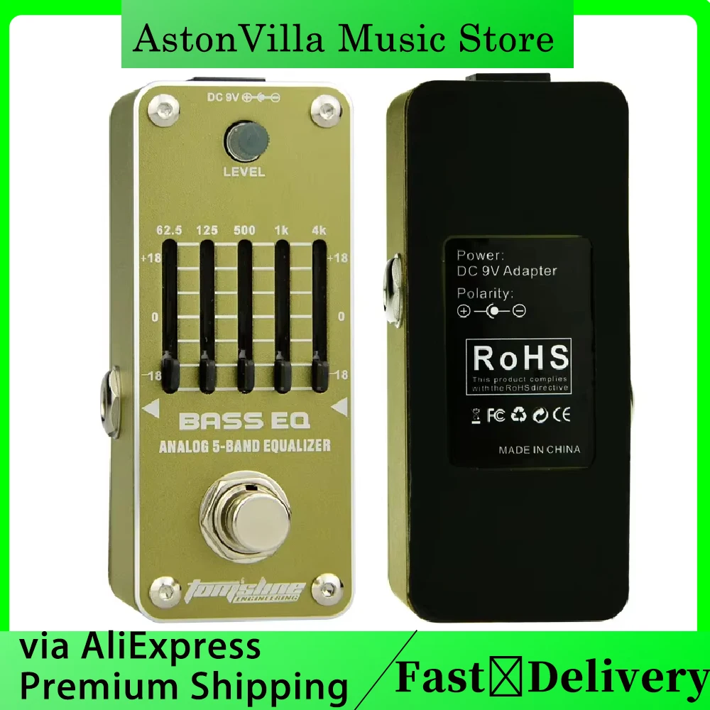 Aroma AEB-3 Bass EQ Pedal de efectos de bajo eléctrico analógico ecualizador de 5 bandas Pedal True Bypass piezas y accesorios de guitarra