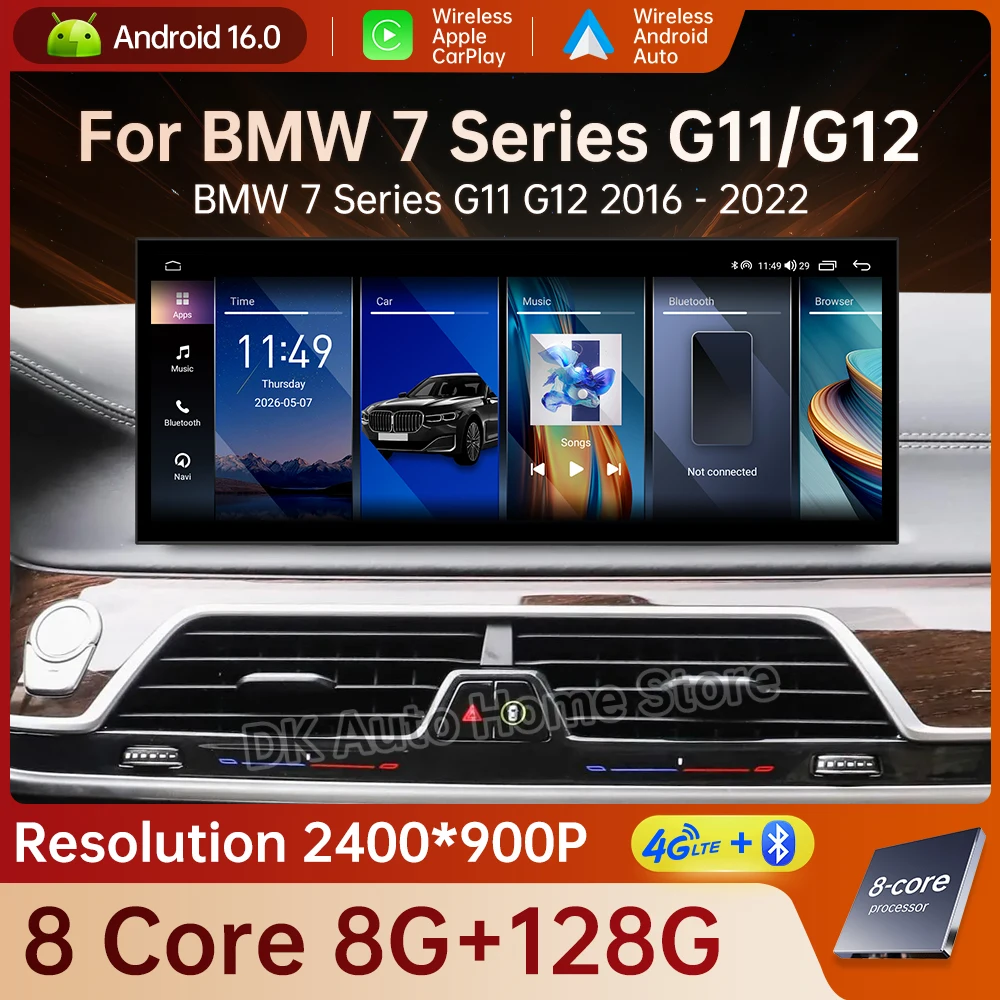 GPS Navigation for BMW 7 Series G11 G12 2016 - 2022 EVO System Android 16  Multimedia Radio Carplay Wireless Auto DSP BT Stereo