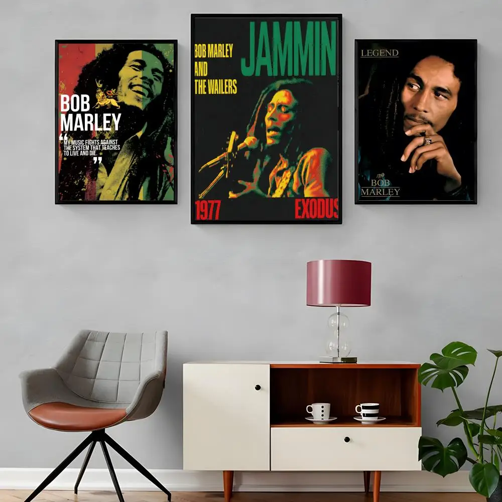 Bob Marley Reggae Singer Painting Calligraphy Canvas Poster: Crease Free Waterproof Durable All Space Wall Decor
