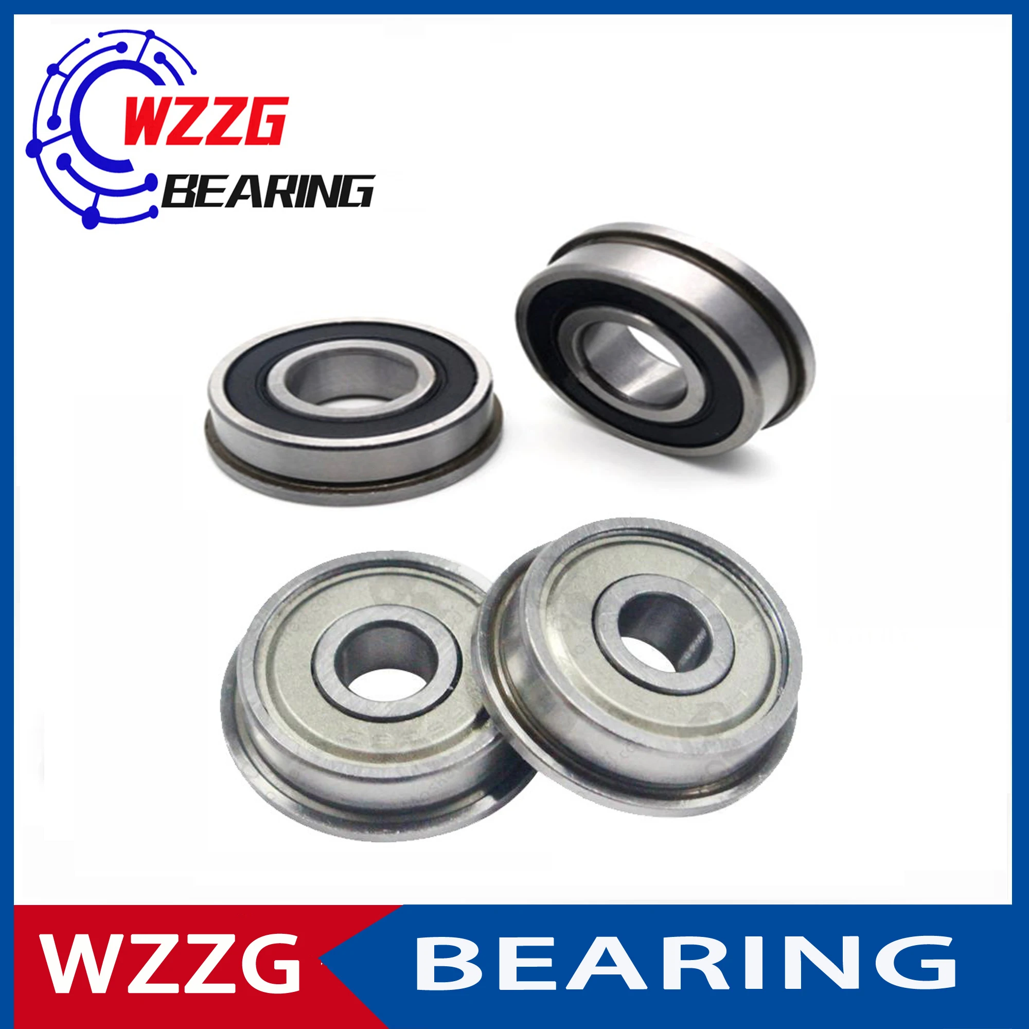 WZZG 10PCS F608ZZ 8*22*7mm double shield bearing steel flange F608-2RS ball bearing
