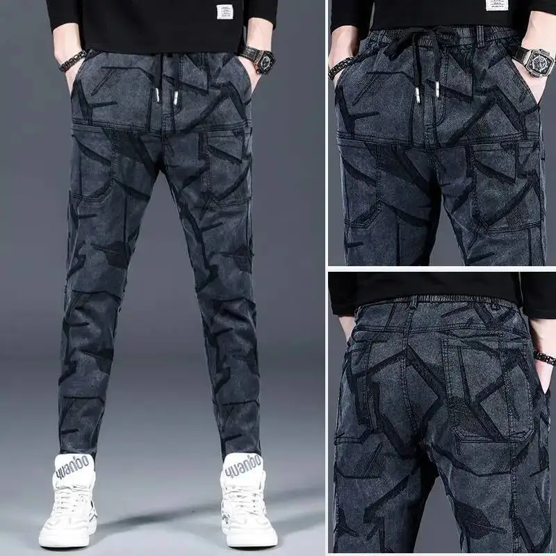 

Fashion Men Casual Pants Spring Summer Thin Streetwear Male Elastic Waist Koreon Clothing New Vintage Slim Straight Trousers XL