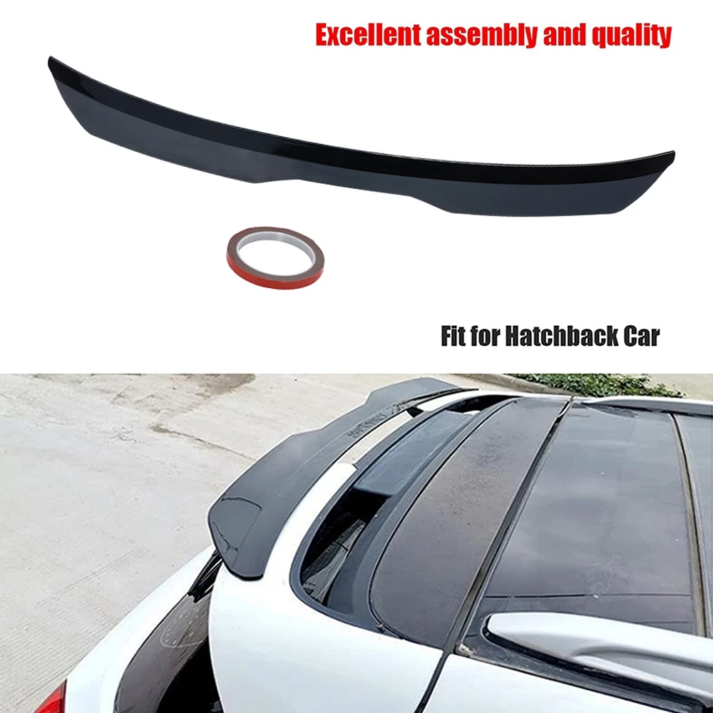 Universal Roof Car Rear Wing Black Trunk Lip Spoiler Sticker Trim For Hatch-back