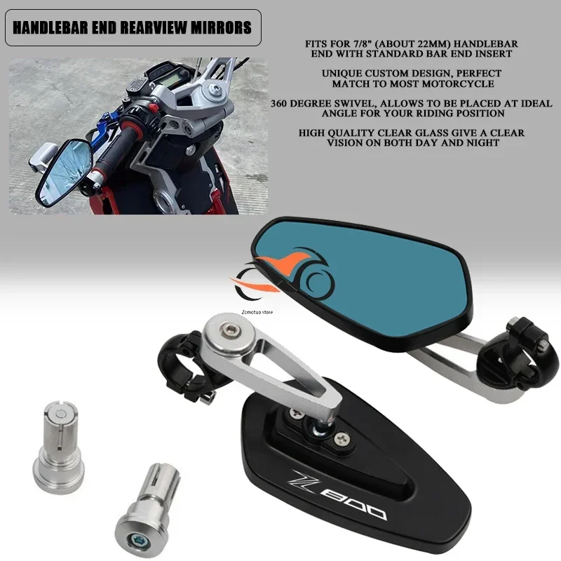 

7/8"22MM Motorcycle Mirror CNC Aluninum Handlebar End Rearview Mirrors For Kawasaki Z800 Z 800