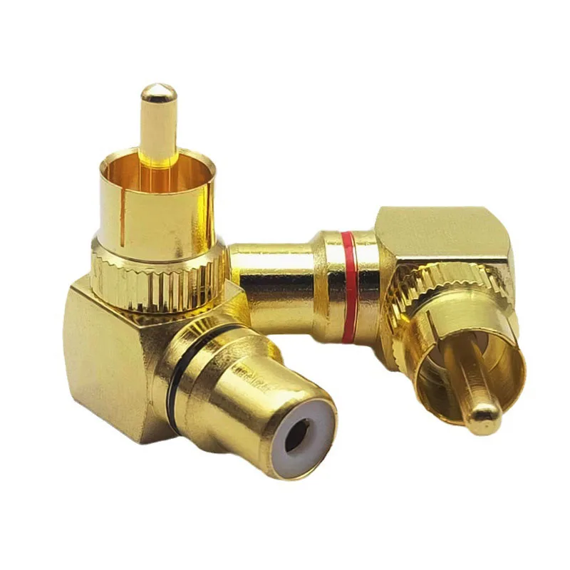 

1pcs Brass RCA Right Angle Male To Female Gold Plated Connector 90 Degree Adapters Banana Cable Connector Plug Butt Cap