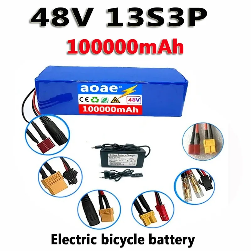 

13S3P 48V 100000mAh 100Ah lithium-ion battery pack with 1000W BMS, suitable for 54.6V electric bicycles scooters+chargers