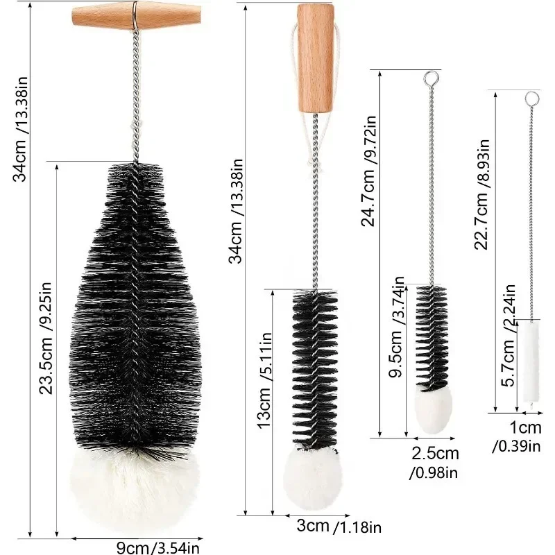 Soda Bottle Cleaning Brush Wine Bottle Cleaning Brush Long Wooden Handle Pig Hair Bubble Bottle Bristle Brush Cleaning Supplies