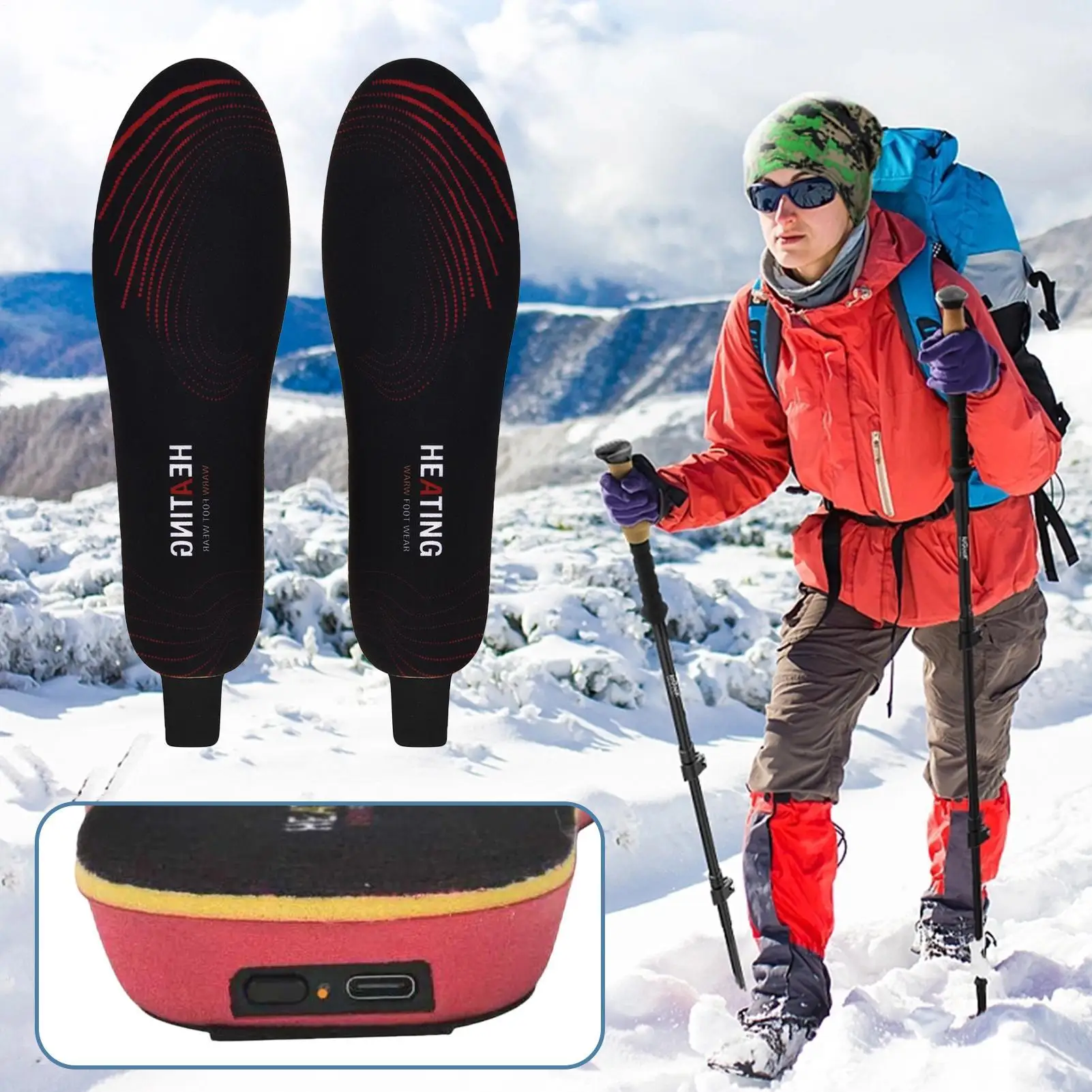 

Стельки с электрическим подогревом, перезаряжаемые грелки для ног, управление через приложение, перезаряжаемые грелки для ног, ботинки для рыбалки, езды на велосипеде