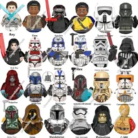 Hot Toys Star Wars Mandalorian Bricks Clone Troopers Dath Vader Rex Kylo Ren Dark Rey Lando Chewbacca Building Block Figures Toy