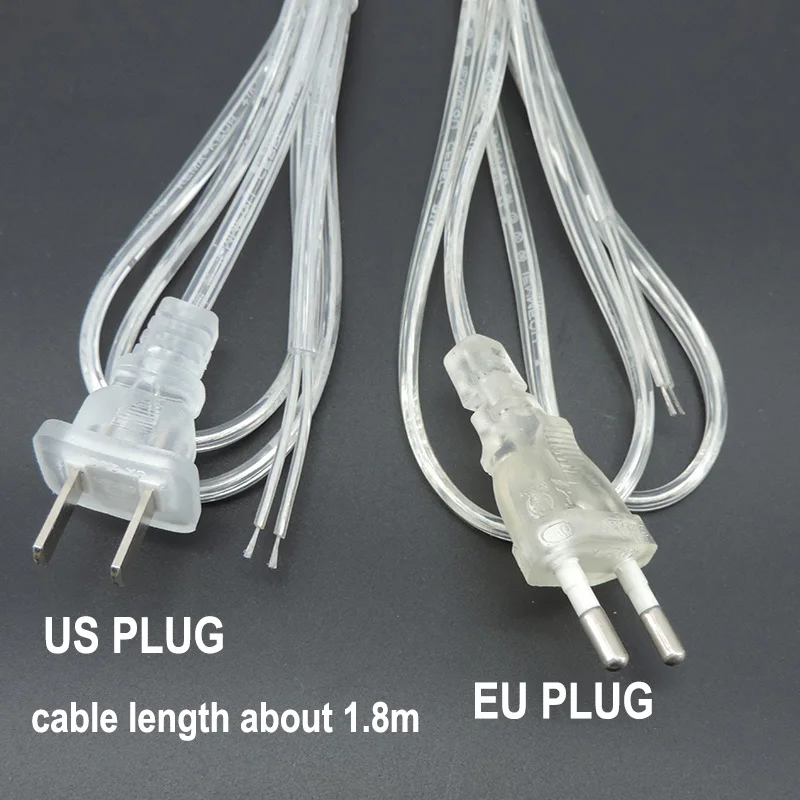 Transparent AC Power extend Cord America European 303 Online Switch US EU plug Extension Cable Wiring Desktop for LED table lamp