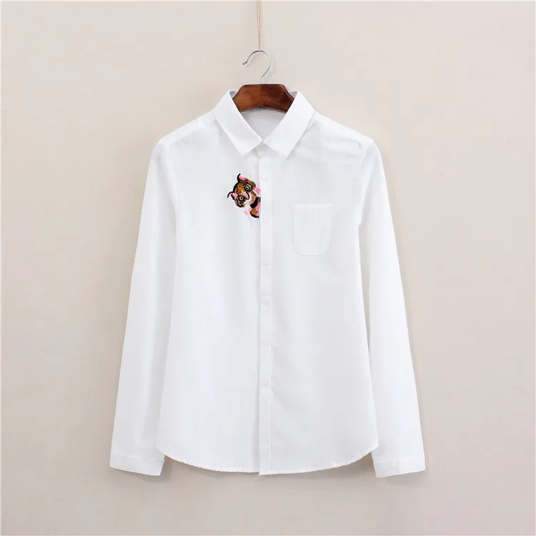 Brand Women Blouses Shirts 2023 New White Blue Casual Style Embroidery Long Sleeve Shirts Female Tops Art Style Blusas Blouse