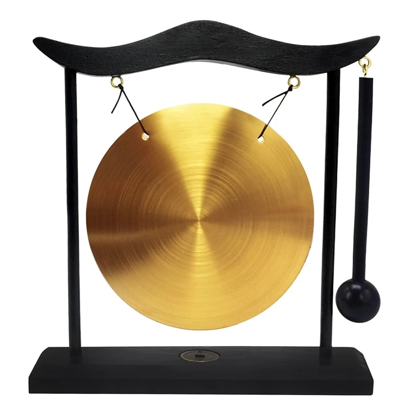 Mini Desktop Gong Table Wind Chime Percussion Instrument Cymbals Gongs With Mallet For Home Decor Housewarm Gift