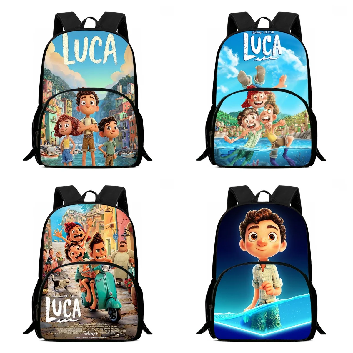 حقيبة ظهر مدرسية ديزني لوكا مقاس 15 بوصة مع حقيبة أمامية، حقائب مدرسية كرتونية للأولاد والبنات، حقيبة ظهر للأطفال ذات سعة كبيرة، أفضل هدية