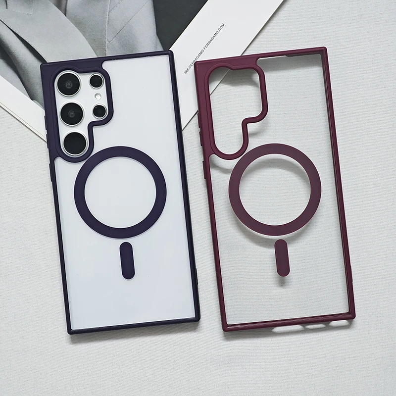 حافظة شفافة مغناطيسية للشحن اللاسلكي Magsafe لهاتف سامسونج جالاكسي S25 S24 Plus Ultra S24 FE S23 S22 غطاء أكريليك رفيع للغاية #5