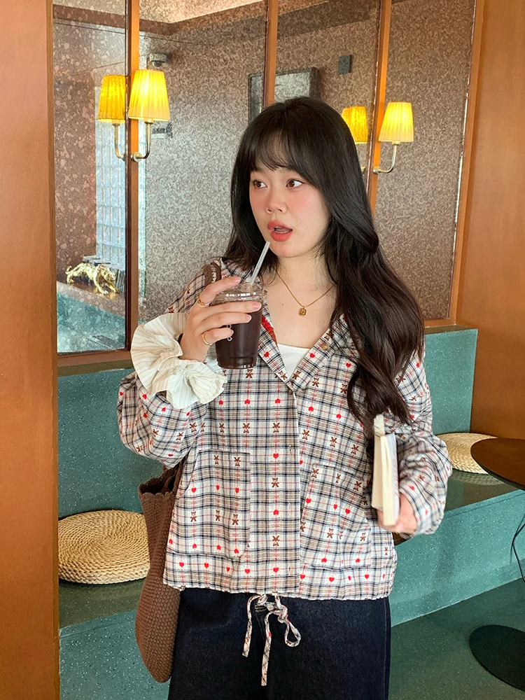 

Женская толстовка больших размеров с капюшоном, винтажная, хлопковая, весенняя, модная, с узором в виде медведя и сердца, верхняя одежда для полных женщин