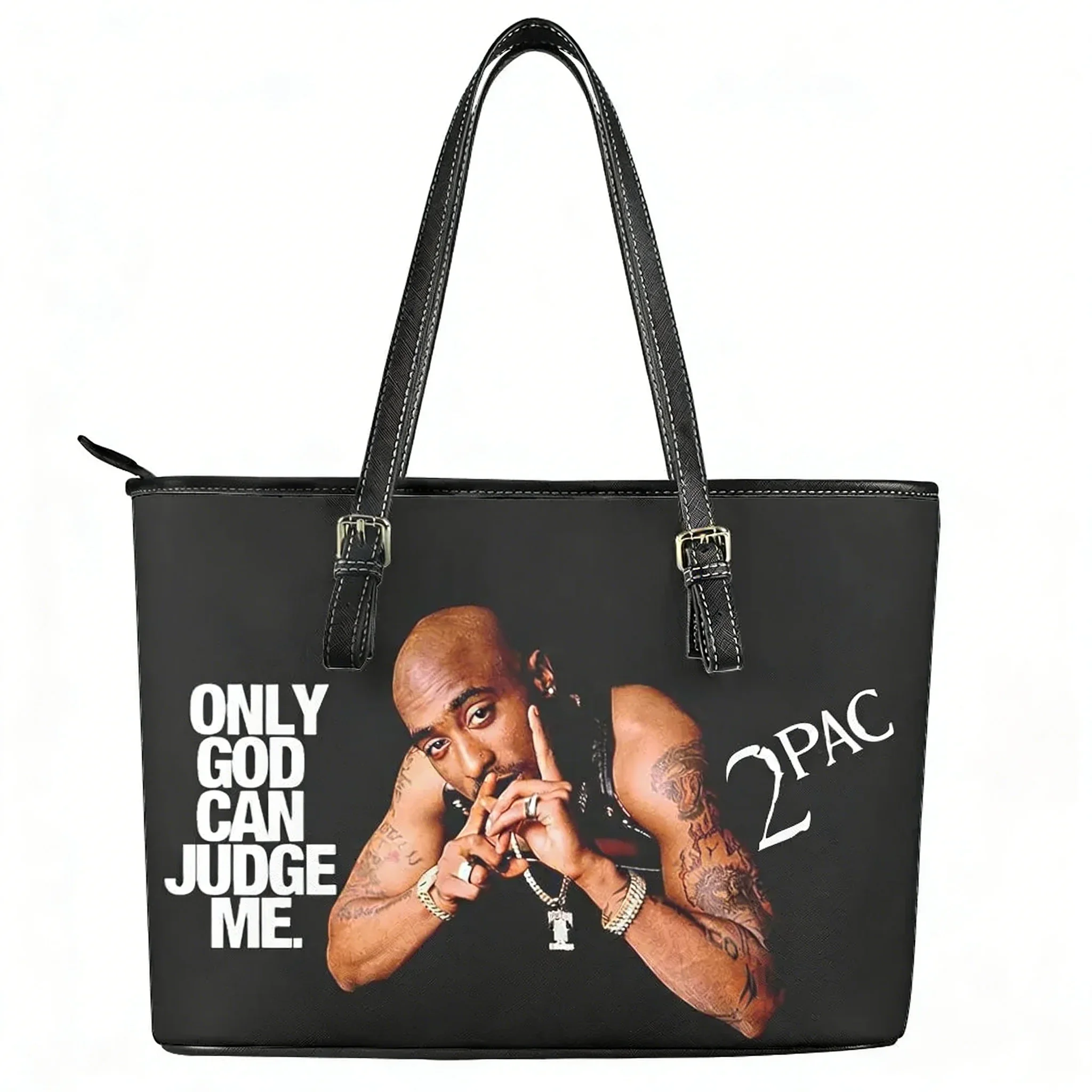 

Tupac Rapper 2PAC Custom Handbag Womens Hip Hop Mens Personalized Tote Bag Shoulder Bag Business Leather Purse Travel Bag Gift