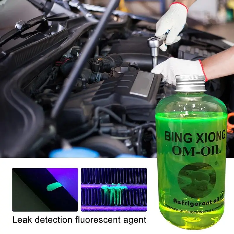 500ml Leak Detection SolutionCar Air Conditioner Leak Fluorescent Agent Eco-Friendly AC Refrigerant Oil Agent For car