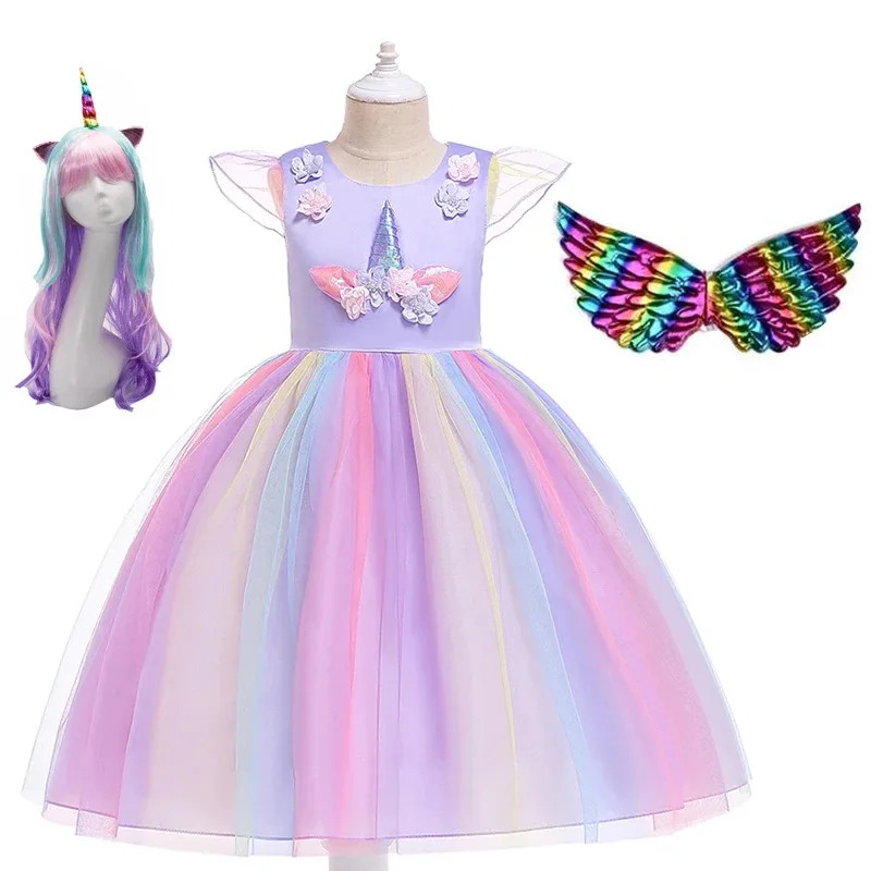 

Летнее платье с единорогом для маленьких девочек, костюмы для косплея пони, одежда на Хэллоуин, детские платья принцессы для дня рождения, детские платья