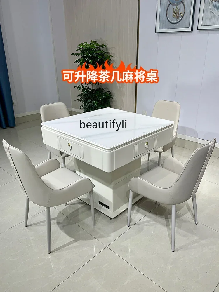 Modern lifting electric mahjong machine simple coffee table push-pull dining table mahjong table integrated dual-purpose