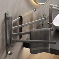 Bathroom Towel Rack Rotatable Towel Holder Space Aluminum 1/2/3/4/5-Bar Towel Hanger Kitchen Shelf Paper Hanging Wall Mounted