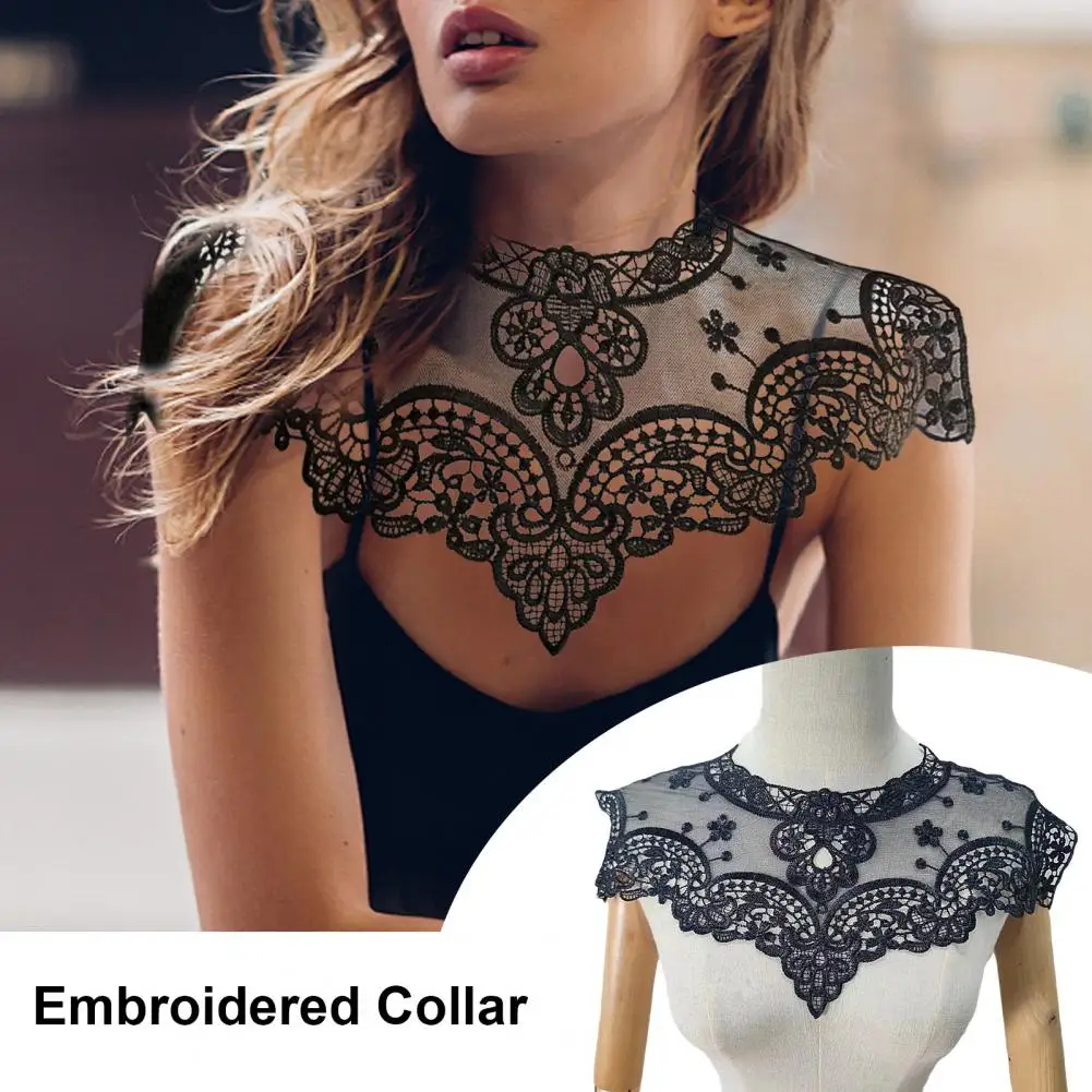 Soft Lace Neck Accessory Embroidered Lace Collar Trim for Diy Sewing Supplies Women's Hollow Out Neckline for Wedding Dress