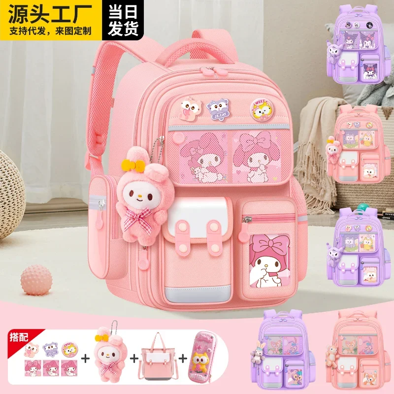 Sanurgente-Cartable d'étudiant de grande capacité Melody Cartoon, sac à dos léger pour enfants, protection de la colonne vertébrale, nouveau