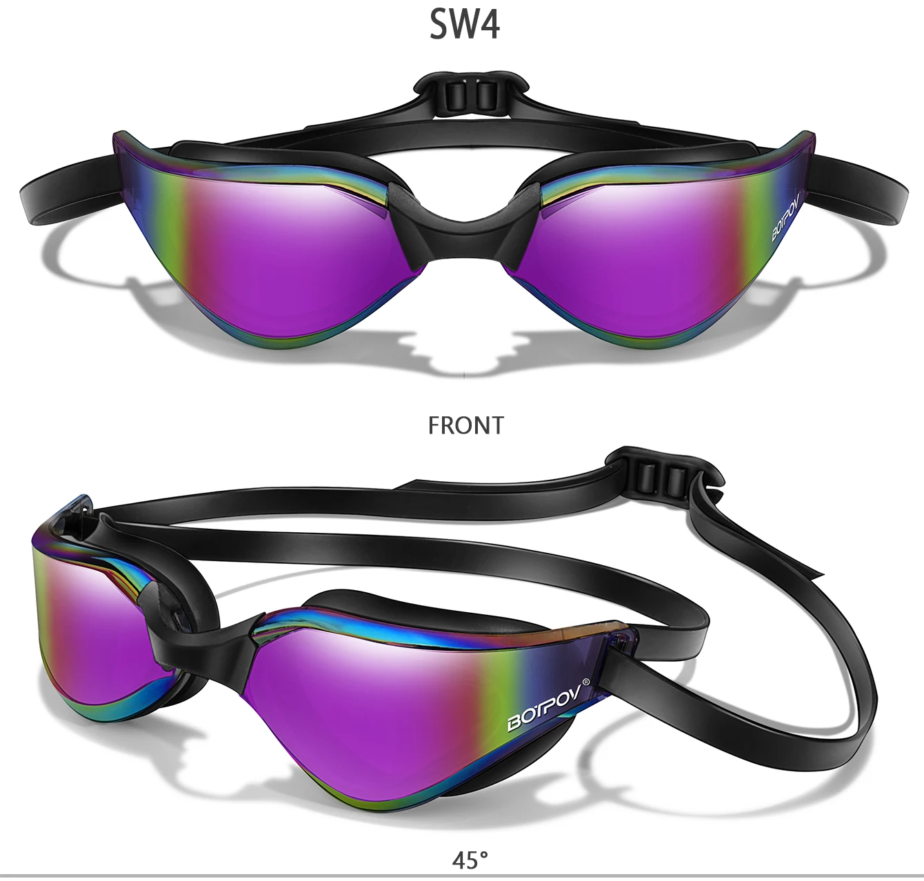Schwimmbrille, beschlagfrei und klare Sicht, kein Auslaufen, schnell verstellbarer Riemen in verschiedenen Linsenfarben – Detail 8