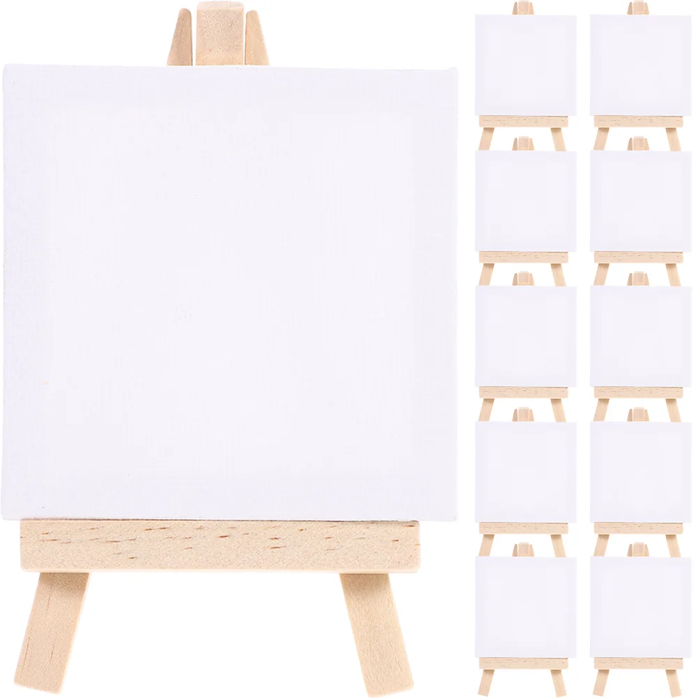 

18 Sets Wooden Easel Painting Kit Mini Canvas Delicate Easel Multi functional Canvas for Decor Gift for Artists