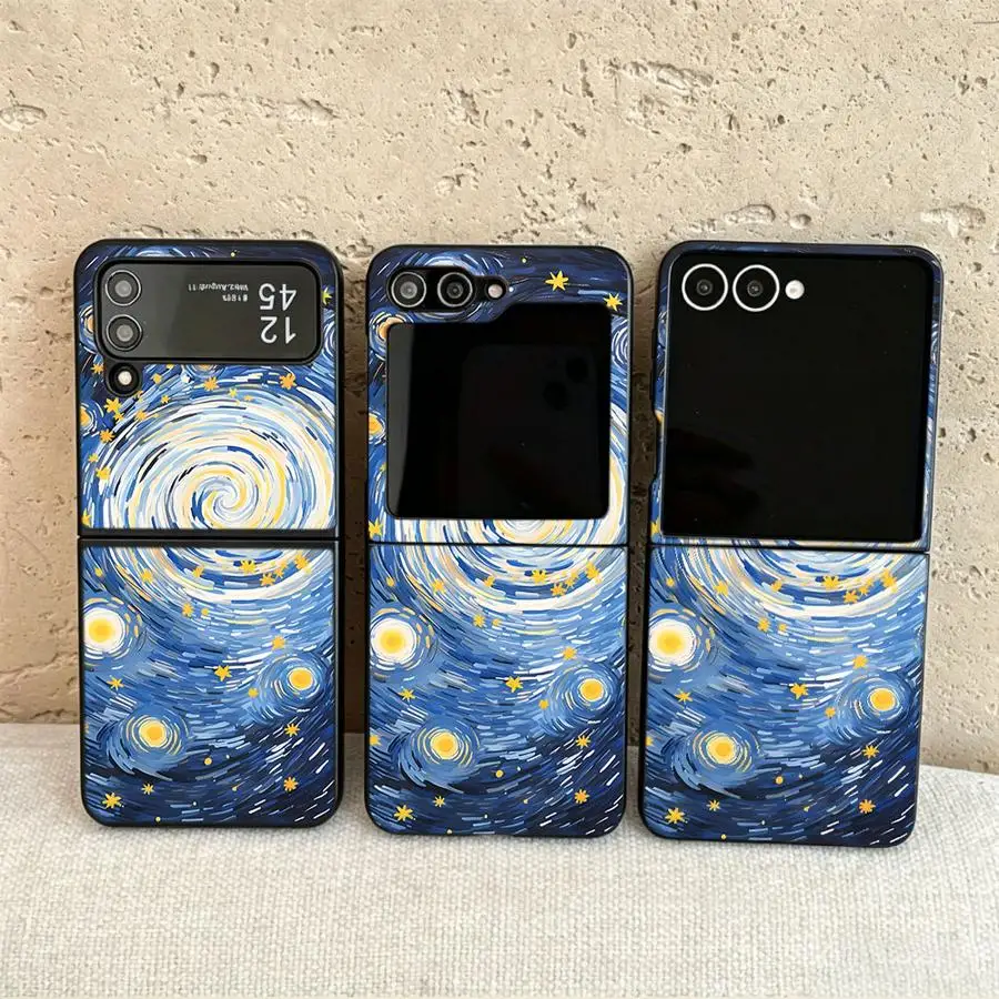 Starry Night Pattern Back Phone Cover Funda Case for Samsung Galaxy Flip6 Flip3 Flip5 Flip4 Flip7 FE Z Flip 7 6 5 4 3